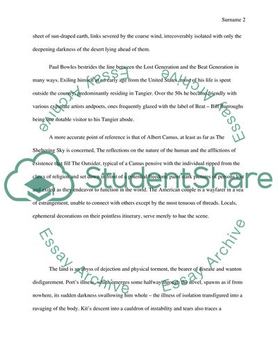 Existentialist fiction In the Sheltering Sky by Paul Bowles