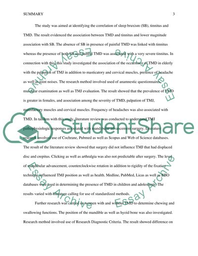 Sleep Bruxism, Tinnitus, and Temporomandibular Dysfunction