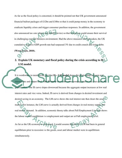 UK economy during 2008 recession