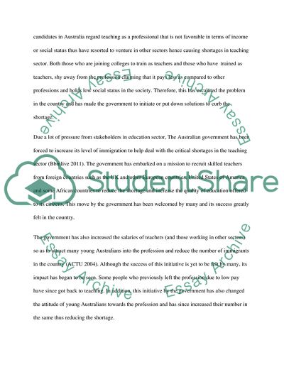 The Australia government and trade unions policies of teaching skills shortage