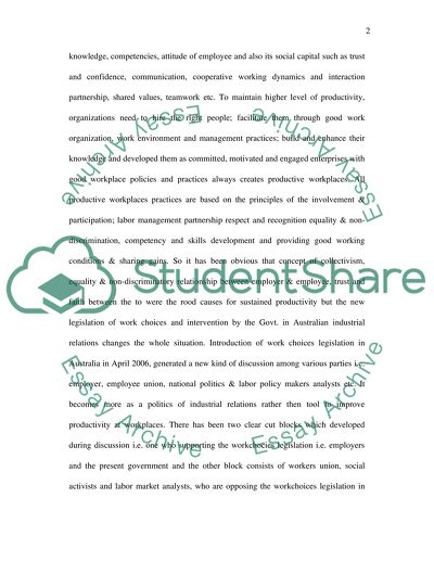 Work Choice: the Politics of Industrial Relations