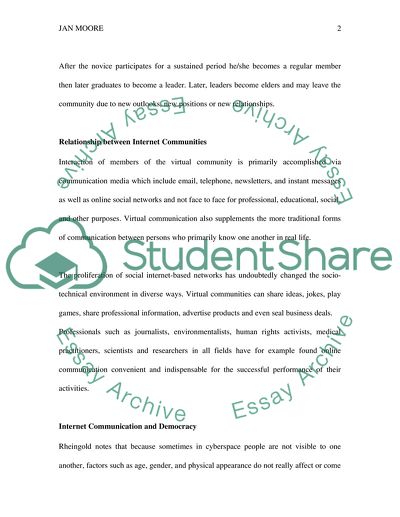 COMMUNITY AND THE VIRTUAL WORLD