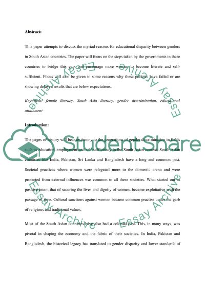 Gender Discrimination - a Constraint to Educational Attainment in South Asia