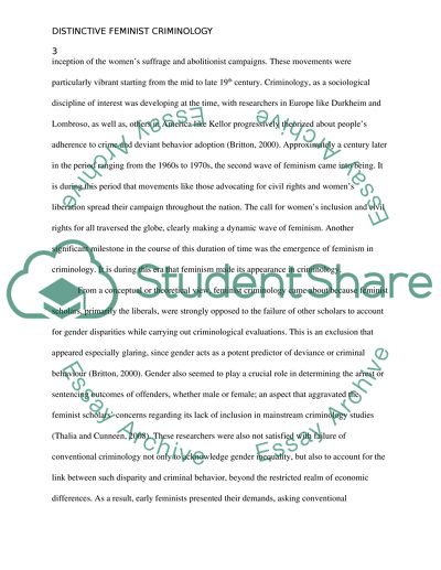 Distinctive Feminist Criminology