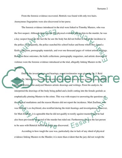 Forensic evidence on Major criminal case