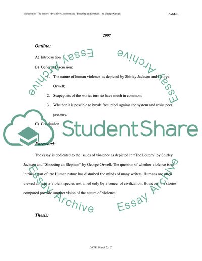 Violence as an Intrinsic Part of the Human Nature