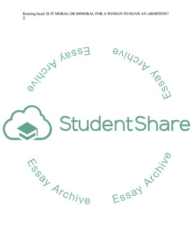 Is it Moral or Immoral for a Woman to Have an Abortion