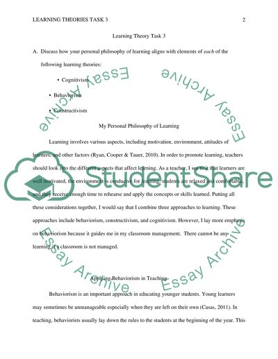 Personal Philosophy of Learning