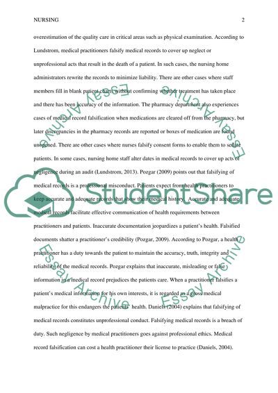 Falsfication of medical records