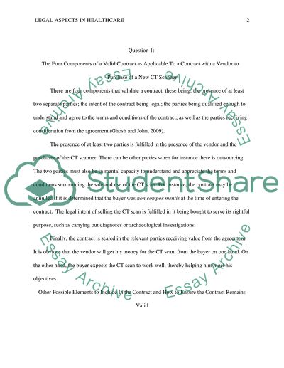 Legal Aspects in Health Care