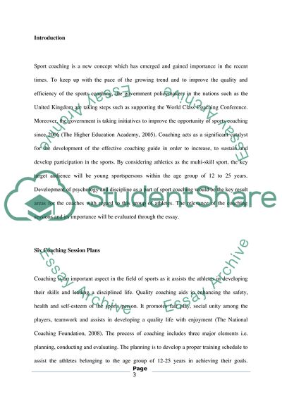 Sport Coaching Sessions and Its Importance