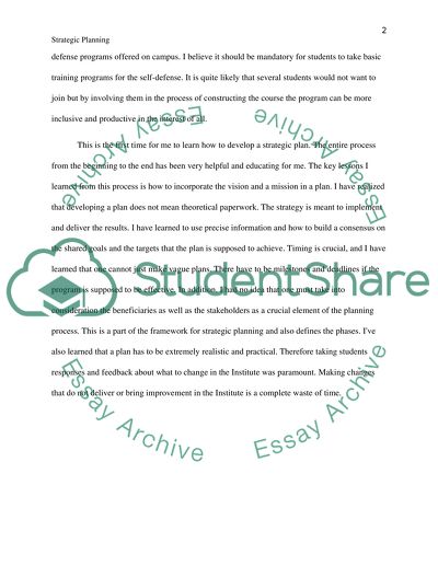 Developing a strategic plan