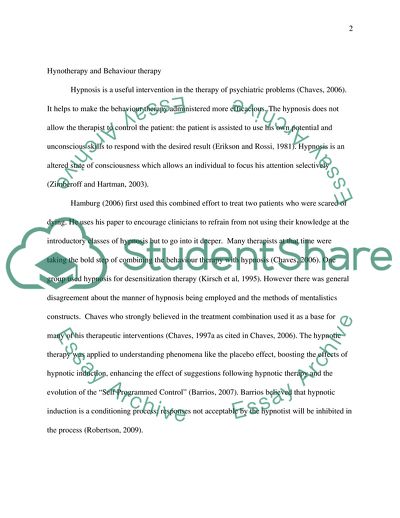An Evaluation of the Role That the Principles of Behaviour Therapy Have to Play in Clinical Hypnosis