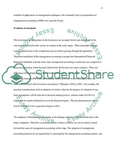 International Financial Reporting Standards and Management Accounting Reports
