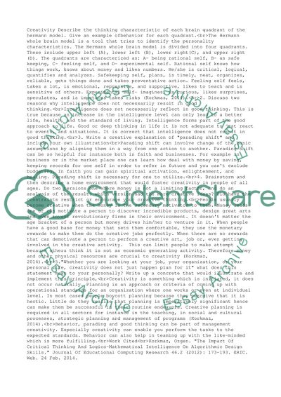 Brain Quadrant of the Hermann Model