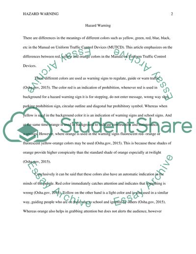 Hazard Warning Through Colors