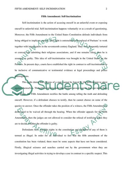 Fifth Amendment: Self-Incrimination