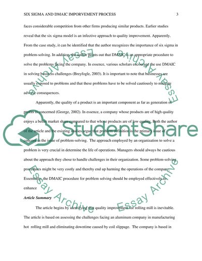 Six Sigma and DMAIC Imporvement Process