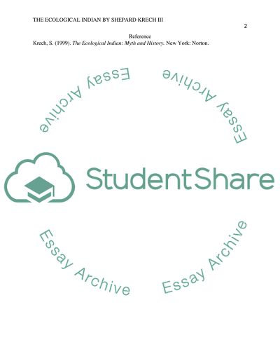 The Ecological Indian By Shepard Krech III