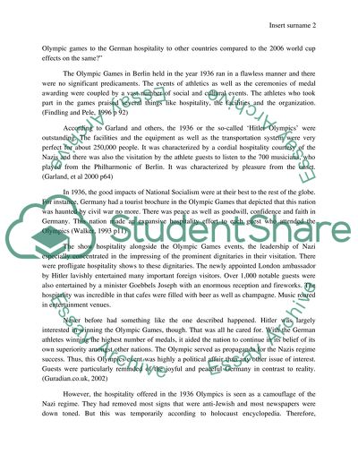 How Germanys hospitality has changed during the olympics games in 1936 compared to the WM in 2006