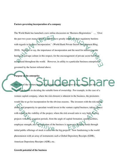 In What Circumstances Is Incorporation Relevant, And When Should It Not Be Undertaken