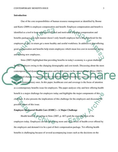 Contemporary Benefits Issue