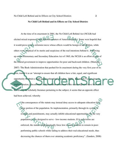 No Child Left Behind and its Effects on City School Districts