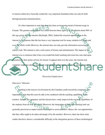 Computer Usage in Canadian University Students and the Internet