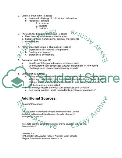 Inuit Education Outline