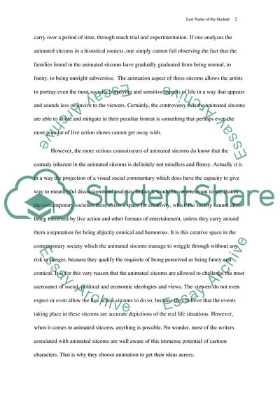 The Concept of Animated Sitcom