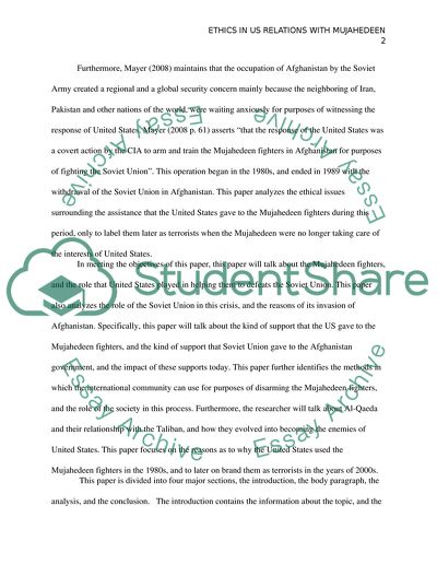 Ethics in the US Relations with Mujahideen