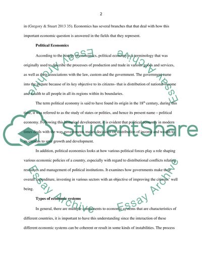 Types of Economic Systems in Political Economy