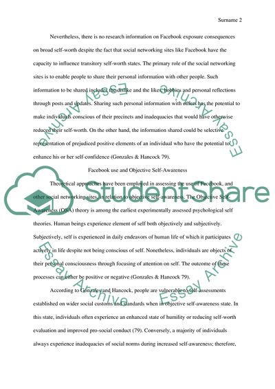 Effects of Exposure to Facebook on Self-Esteem