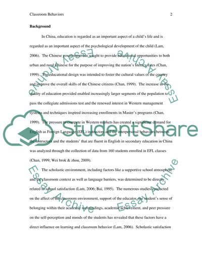 Classroom Behavior: A comparison of the New Chinese Immigrant and Local students in Hong Kong