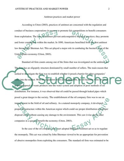 Antitrust Practices and Market Power