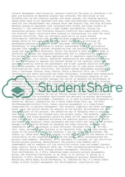 Potential Resource Conflicts