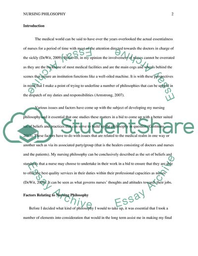 Factors Relating to Nursing Philosophy