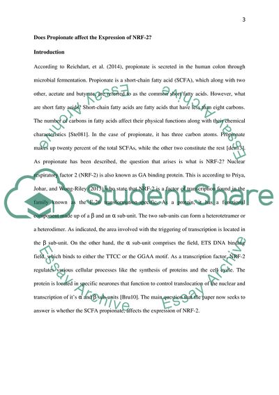 Does Propionate affect the Expression of NRF-2