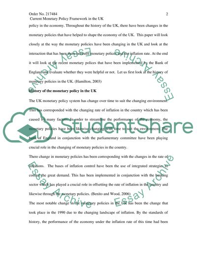 History of the Monetary Policy in the UK