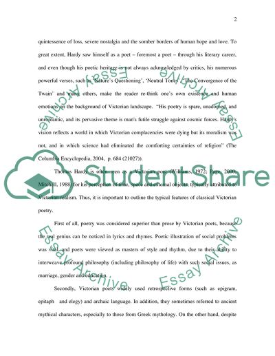 Is Hardy Essentially a Victorian Poet