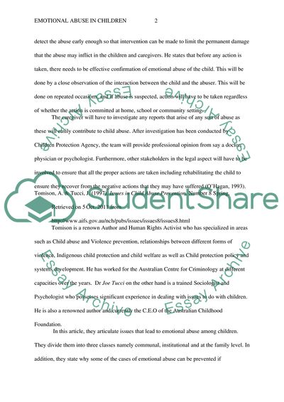 Emotional Abuse in Children