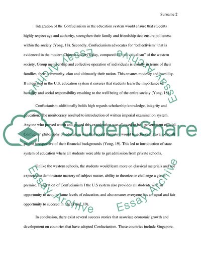 Integration of Confucianism in the US Education