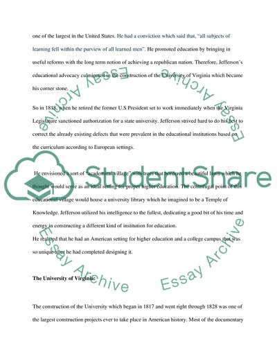 The Thomas Jefferson Plan for the University of Virginia