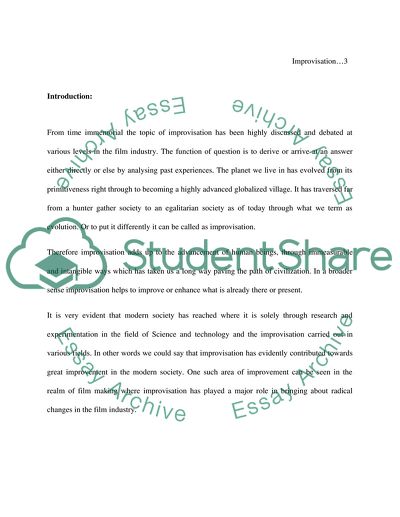 Performing the Real: An Analysis of Improvisation in Film