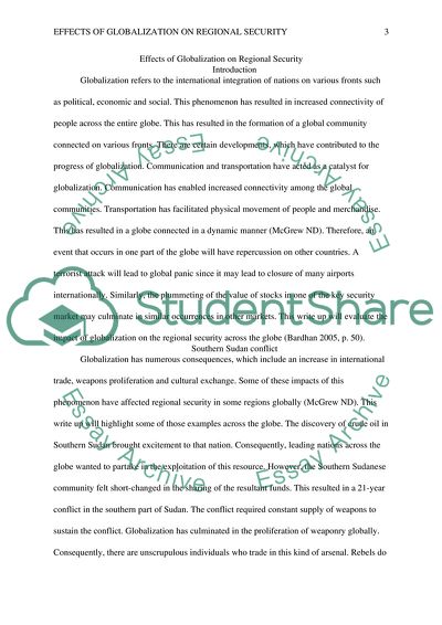 Effects of Globalization on Regional Security