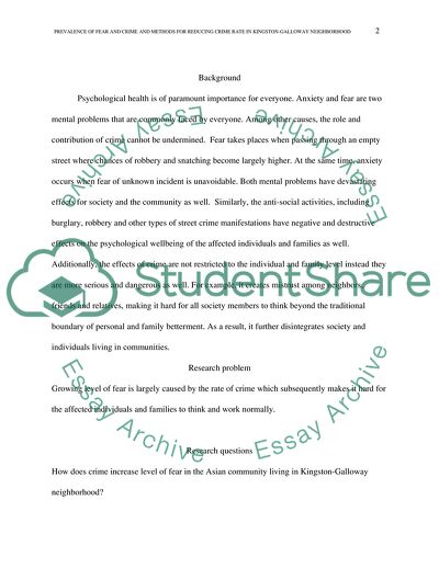 Prevalence of Fear and Crime and Methods for Reducing Fear and Crime Rate in Kingston-Galloway Neighborhood