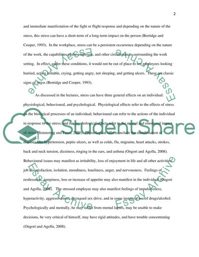 Stress and Its Impact on Organizations