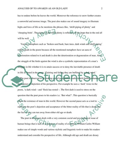 Analysis of To Awaken As an Old Lady