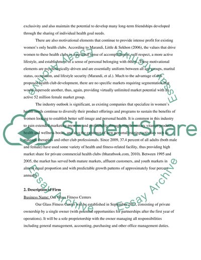 Entrepreneurship and New Ventures: Our Glass Fitness