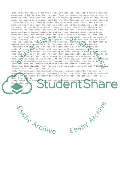 Role of HR and Social Media